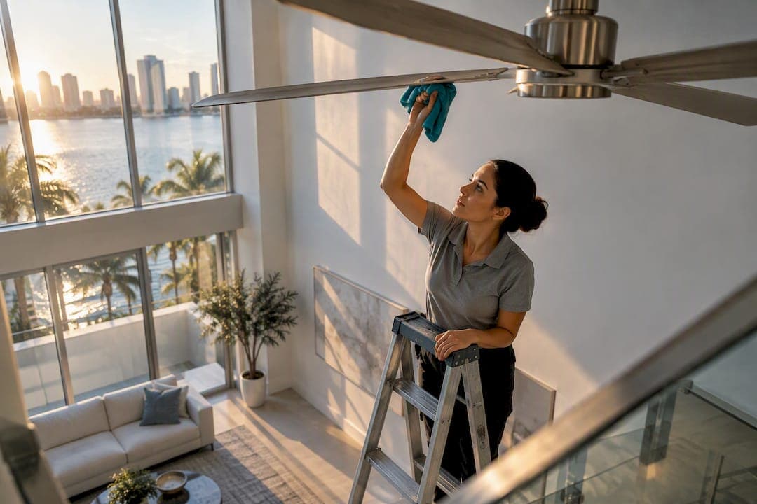 Fans Over 10 Feet: When Ceiling Fan Cleaning Costs Extra in Miami